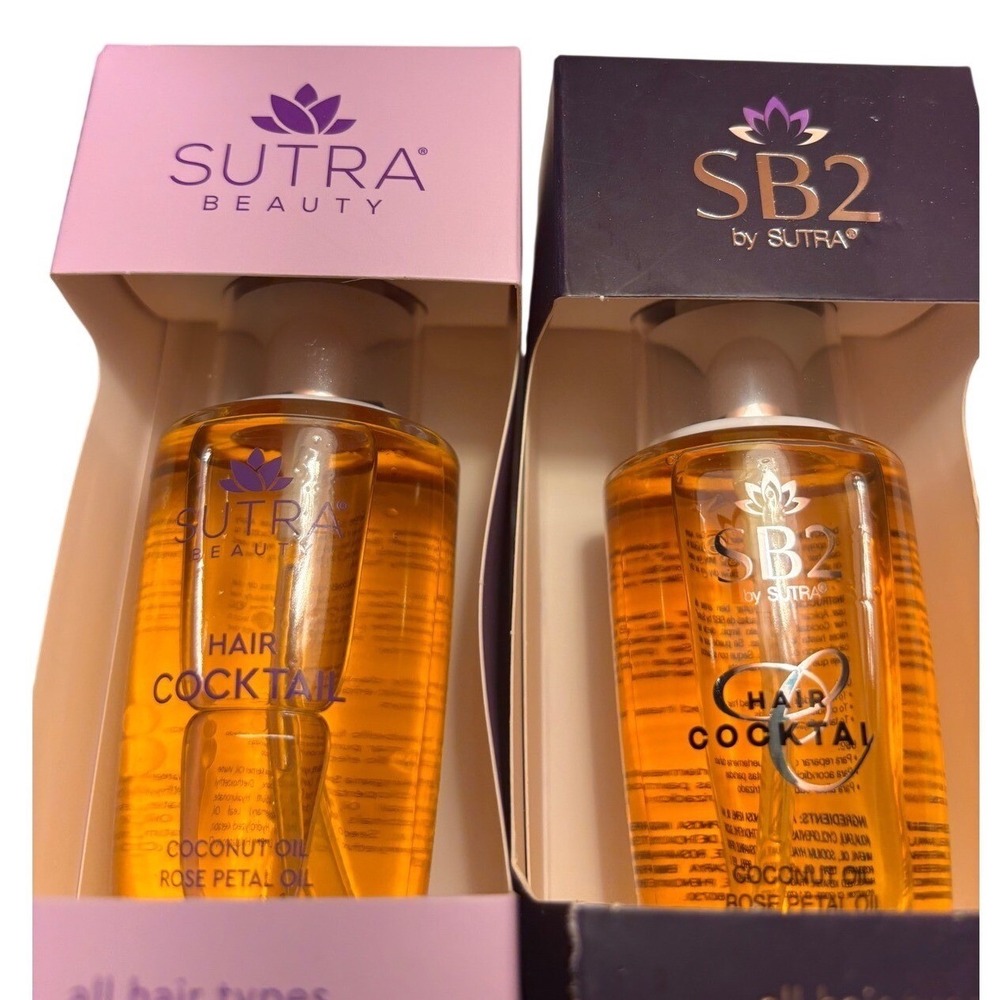 Sutra Beauty & SB2 Hair Cocktail Duo Coconut Rose Petal Oil 2.2oz Each New